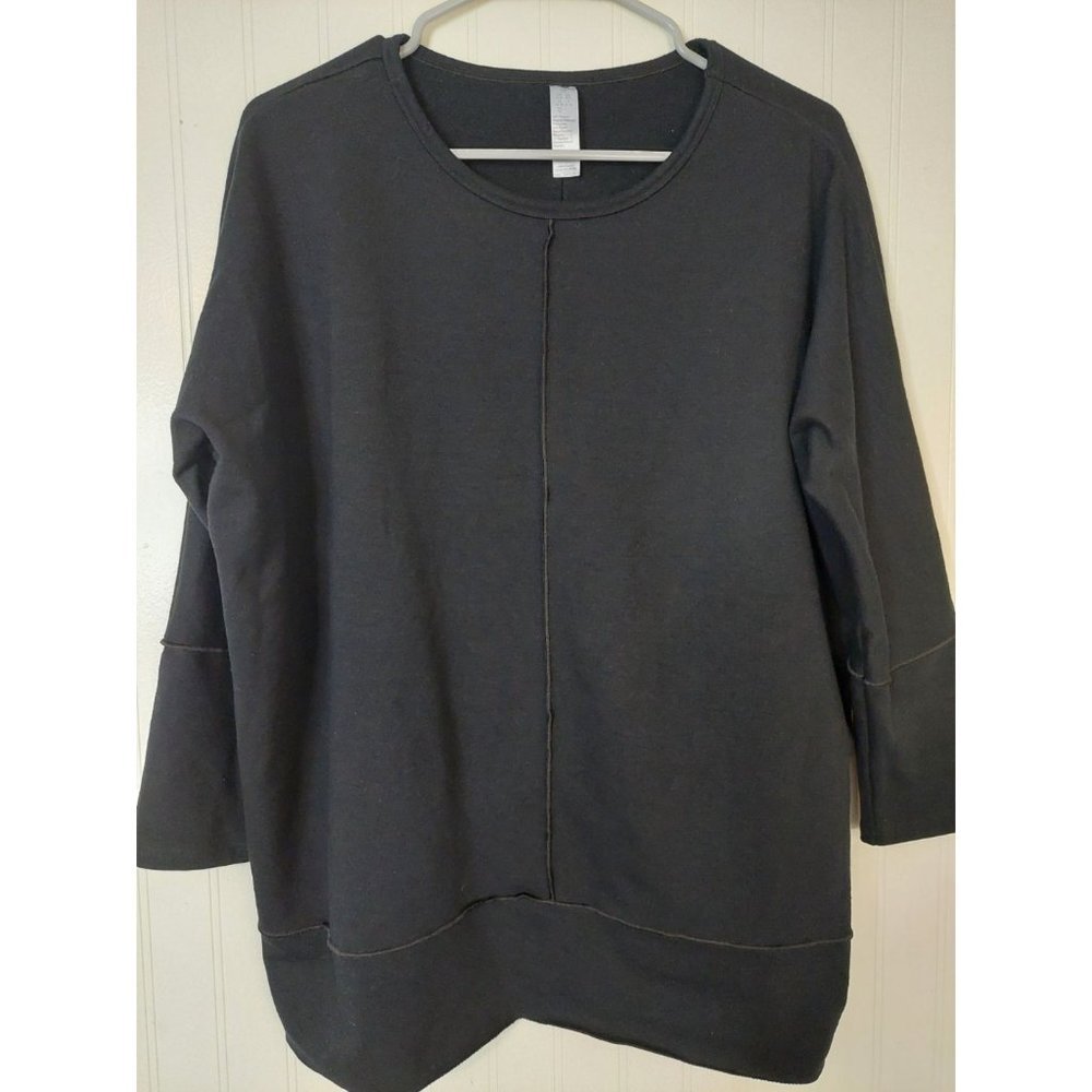 Spanx P.L.T Perfect Length Top Dolman Sweatshirt Size Small Black